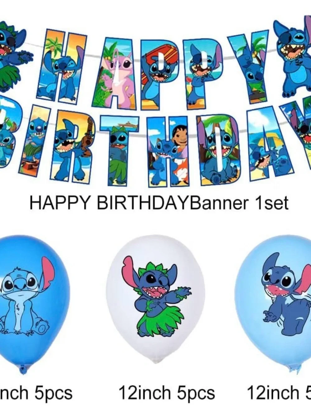Stitch Aloha Birthday Party Tableware Set - Blue